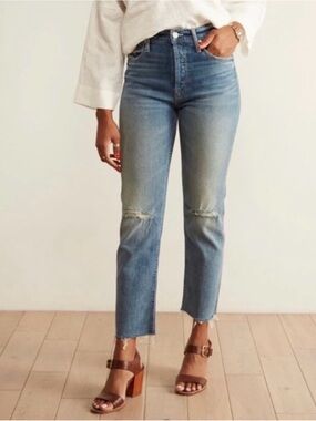 MOTHER Superior Tomcat Ankle Fray Last Supper Jeans High Rise Straight 24